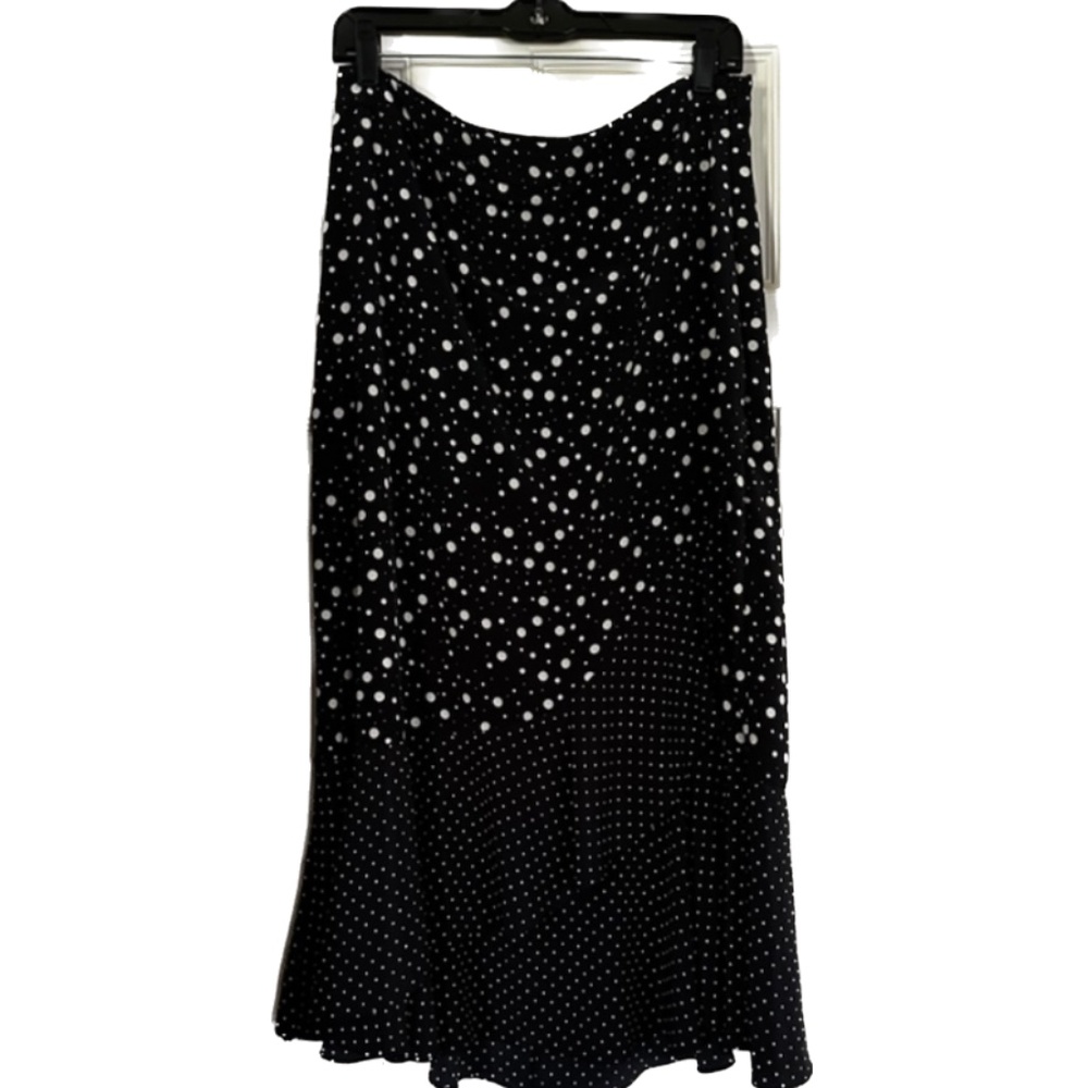 Asymmetrical ruffled black and white maxi skirt